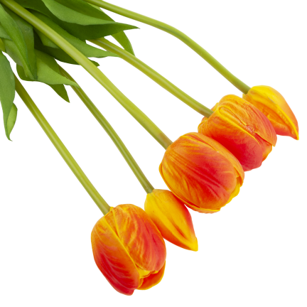 CV31218-5 BUKIET TULIPANÓW GUMA PIANKA x 5 szt REALISTYCZNY PERFOROWANY pomarańczowy