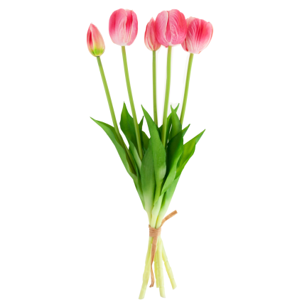 CV31218-7 BUKIET TULIPANÓW GUMA PIANKA x 5 szt REALISTYCZNY PERFOROWANY różowy