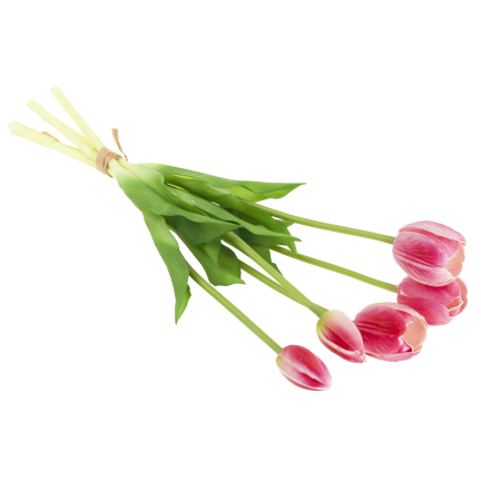 CV31218-7 BUKIET TULIPANÓW GUMA PIANKA x 5 szt REALISTYCZNY PERFOROWANY różowy