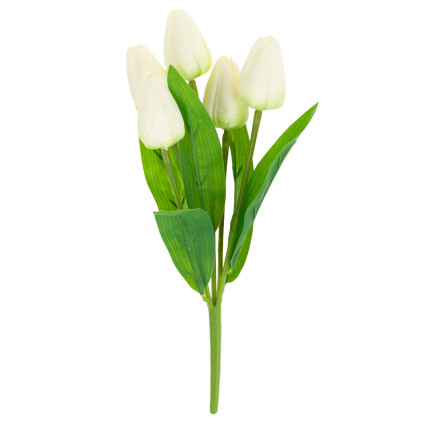 CV31225-1 KYTICE TULIPÁNŮ KRÁSNÁ JAKO ŽIVÉ TULIPÁNY BÍLÉ KVĚTY ECRU X5