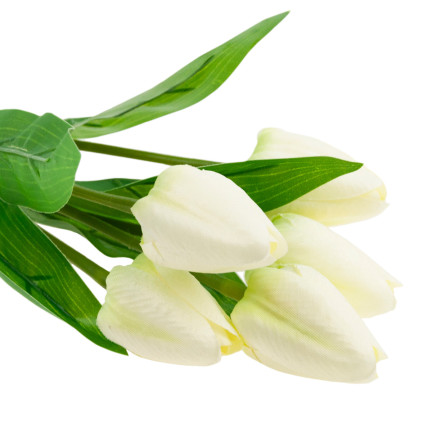 CV31225-1 KYTICE TULIPÁNŮ KRÁSNÁ JAKO ŽIVÉ TULIPÁNY BÍLÉ KVĚTY ECRU X5