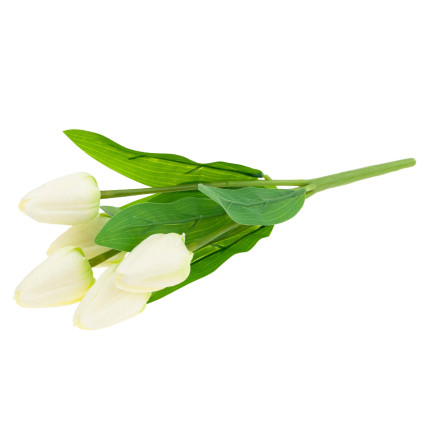 CV31225-1 KYTICE TULIPÁNŮ KRÁSNÁ JAKO ŽIVÉ TULIPÁNY BÍLÉ KVĚTY ECRU X5