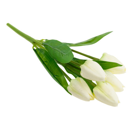 CV31225-1 KYTICE TULIPÁNŮ KRÁSNÁ JAKO ŽIVÉ TULIPÁNY BÍLÉ KVĚTY ECRU X5