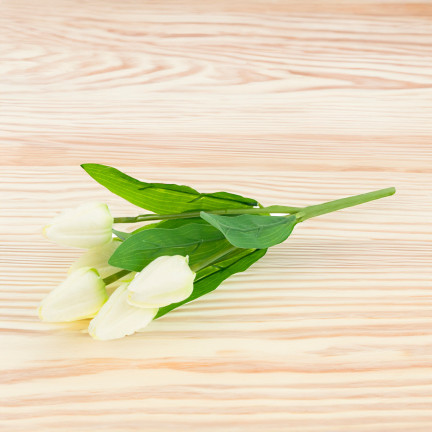 CV31225-1 KYTICE TULIPÁNŮ KRÁSNÁ JAKO ŽIVÉ TULIPÁNY BÍLÉ KVĚTY ECRU X5