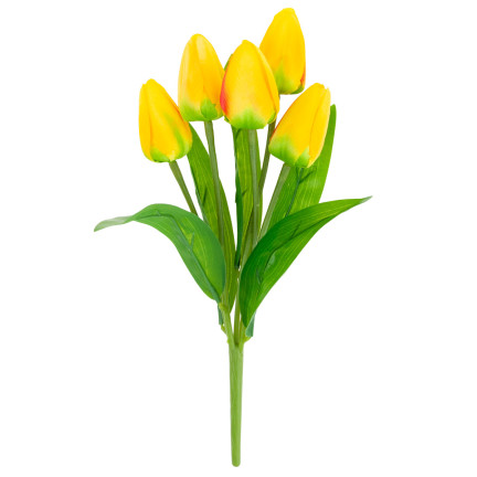 CV31225-2 Pěnivé TULIPÁNY X5 ŽLUTÉ UMĚLÉ TULIPÁNY V KUSU