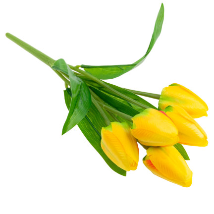 CV31225-2 Pěnivé TULIPÁNY X5 ŽLUTÉ UMĚLÉ TULIPÁNY V KUSU