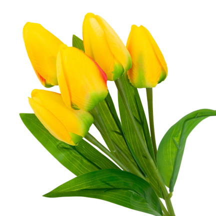 CV31225-2 Pěnivé TULIPÁNY X5 ŽLUTÉ UMĚLÉ TULIPÁNY V KUSU