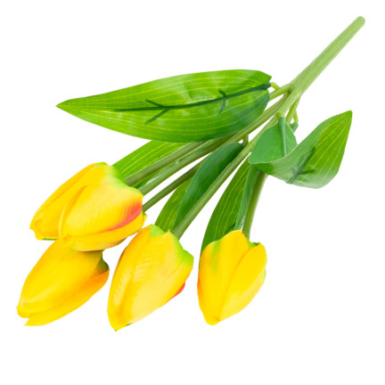 CV31225-2 Pěnivé TULIPÁNY X5 ŽLUTÉ UMĚLÉ TULIPÁNY V KUSU