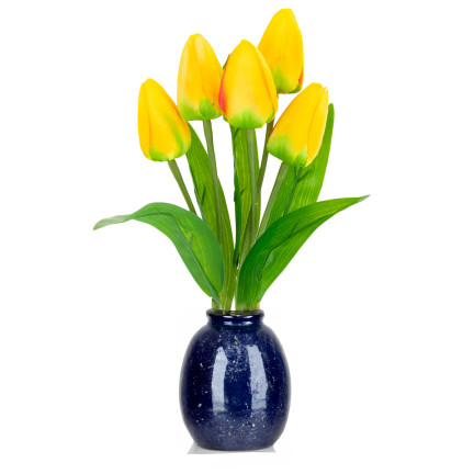 CV31225-2 Pěnivé TULIPÁNY X5 ŽLUTÉ UMĚLÉ TULIPÁNY V KUSU