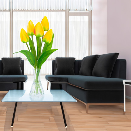 CV31225-2 Pěnivé TULIPÁNY X5 ŽLUTÉ UMĚLÉ TULIPÁNY V KUSU