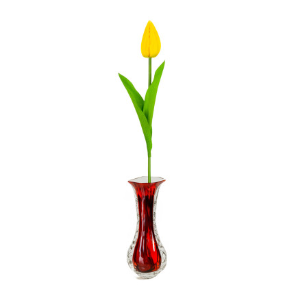 CV31234-2 EINZELNE GELBE TULPE ALS LEBENDE BLUME KUNSTBLUME FÜR BLUMENSTRAUSS SCHILF