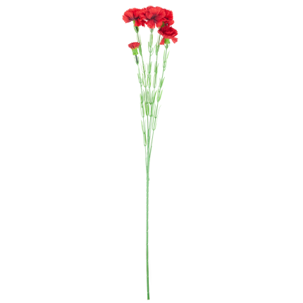 Carnation sprig, carnation bouquet, artificial flowers, realistic, red, 60 cm