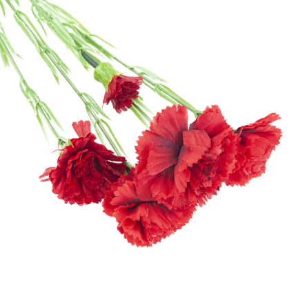 Carnation sprig, carnation bouquet, artificial flowers, realistic, red, 60 cm