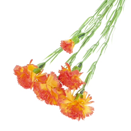 Carnation sprig, carnation bouquet, artificial flowers, realistic, orange, 60 cm