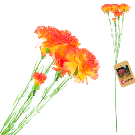 Carnation sprig, carnation bouquet, artificial flowers, realistic, orange, 60 cm