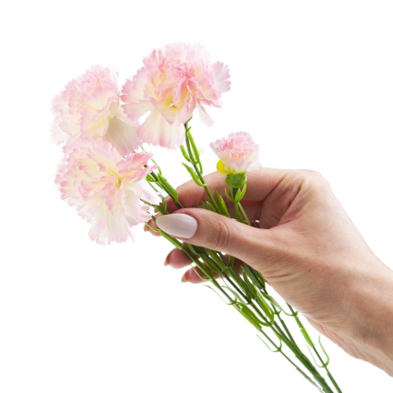 Carnation sprig, carnation bouquet, artificial flowers, realistic, pink, 60 cm