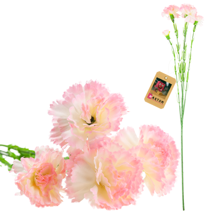 Carnation sprig, carnation bouquet, artificial flowers, realistic, pink, 60 cm