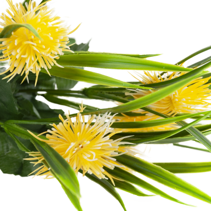 CV31741-2 decorative sprig of grass, leaves, thistle, yellow flower heads