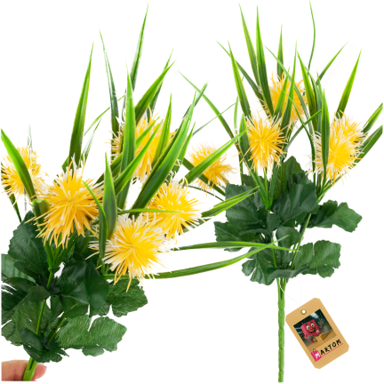 CV31741-2 decorative sprig of grass, leaves, thistle, yellow flower heads