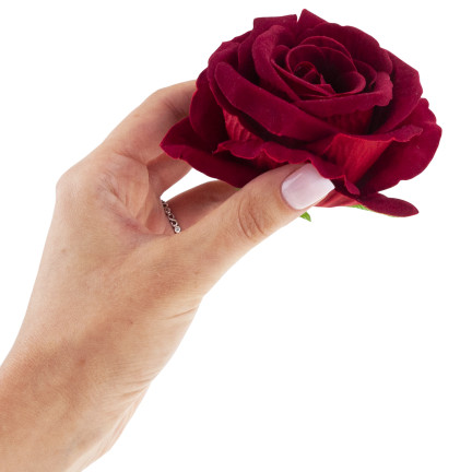 CV33001-3 BIG TUBE ROSE velká hlava umělé květiny pro středové dekorace kaštanový velur 8cm
