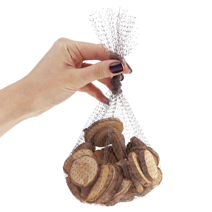 CV34574 HOLZSCHEIBEN NATUR DEKORATION IN EINER TASCHE DIY HANDWERK