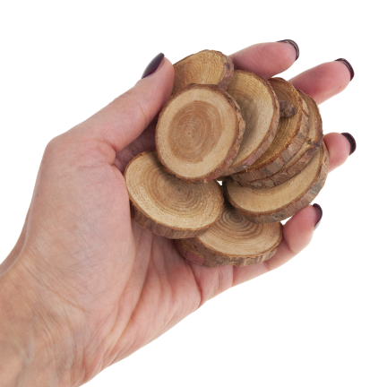 CV34574 HOLZSCHEIBEN NATUR DEKORATION IN EINER TASCHE DIY HANDWERK