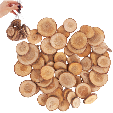 CV34574 HOLZSCHEIBEN NATUR DEKORATION IN EINER TASCHE DIY HANDWERK