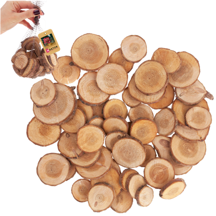 CV34574 HOLZSCHEIBEN NATUR DEKORATION IN EINER TASCHE DIY HANDWERK