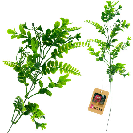 Umělá větvička, zelená, bobule, doplněk ke kyticím z rákosu, 41 cm