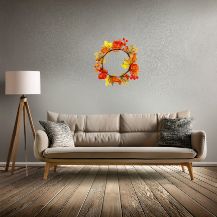 CV36852 Dekorativní věnec dýně + listy, dekorace pro dům, vchod, okno 25cm