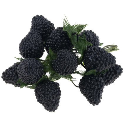 Hromada umělého ovoce, maliny, ostružiny, na vrcholku, dekorace pro rákos, 12 plodů