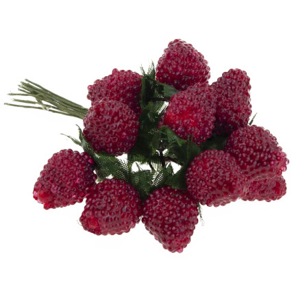 Hromada umělého ovoce, maliny, ostružiny, na vrcholku, dekorace pro rákos, 12 plodů