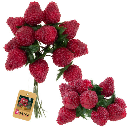 Hromada umělého ovoce, maliny, ostružiny, na vrcholku, dekorace pro rákos, 12 plodů