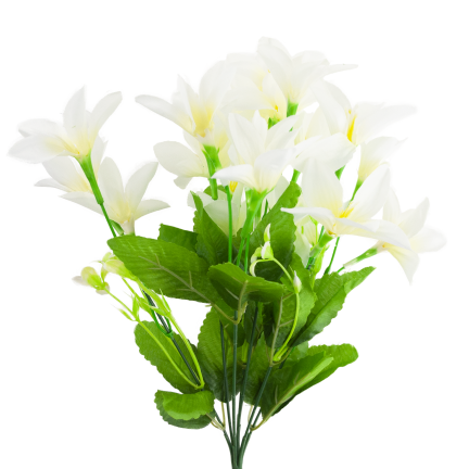 CV38046-1 Saffron Bouquet: 7 sprigs, leaves, grass, white, dense