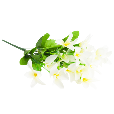 CV38046-1 Saffron Bouquet: 7 sprigs, leaves, grass, white, dense