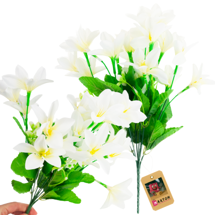 CV38046-1 Saffron Bouquet: 7 sprigs, leaves, grass, white, dense