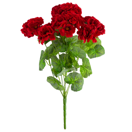 CV38950-2 Artificial Geranium Bouquet, 48 cm, 7 Stems, Realistic, Decorative
