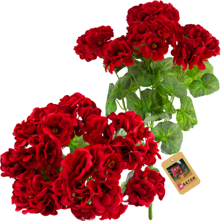 CV38950-2 Artificial Geranium Bouquet, 48 cm, 7 Stems, Realistic, Decorative