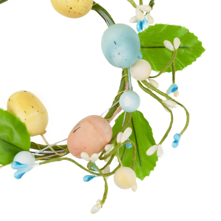 Decorative wreath, Easter decoration, with painted eggs, spring-themed, pastel colors, 23 cm