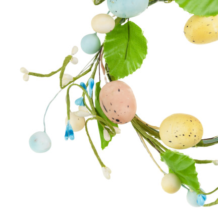 Decorative wreath, Easter decoration, with painted eggs, spring-themed, pastel colors, 23 cm