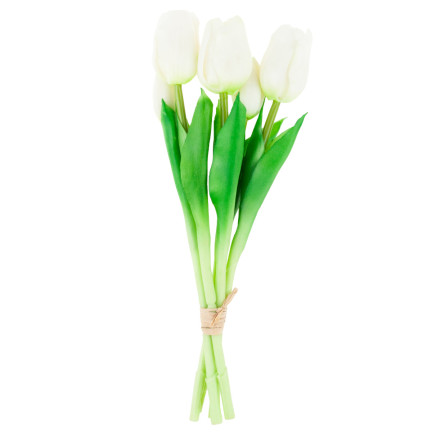 CV17692-2 TULPEN STRAUSS GUMMIERT GUMMI WIE LEBEN REALISTISCH WEISS