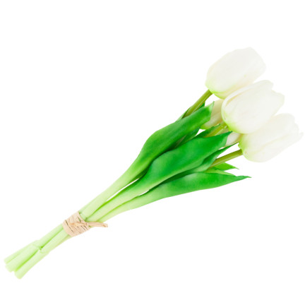 CV17692-2 TULPEN STRAUSS GUMMIERT GUMMI WIE LEBEN REALISTISCH WEISS