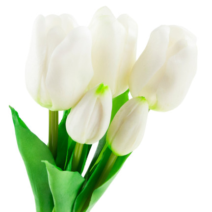 CV17692-2 TULPEN STRAUSS GUMMIERT GUMMI WIE LEBEN REALISTISCH WEISS
