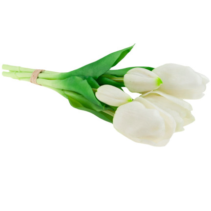 CV17692-2 TULPEN STRAUSS GUMMIERT GUMMI WIE LEBEN REALISTISCH WEISS