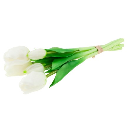 CV17692-2 TULPEN STRAUSS GUMMIERT GUMMI WIE LEBEN REALISTISCH WEISS