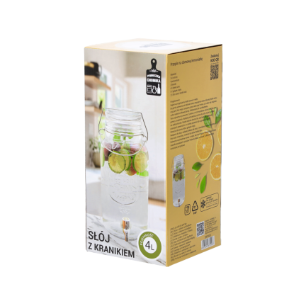 Jug with a spout, Lemonade jug with a dispenser, glass, 4 L