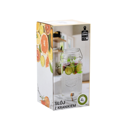 Jug with a spout, Lemonade jug with a dispenser, glass, 4 L