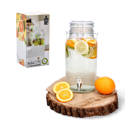 Jug with a spout, Lemonade jug with a dispenser, glass, 4 L
