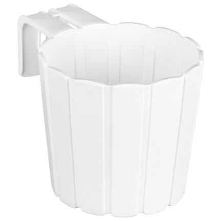 DDEZ150-S449 BALKONTOPF FÜR BRÜSTUNGSGELÄNDER MIT HAKEN RUSTIKALER WEISSER TOPF