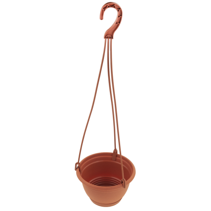 DAGW1-R624 Hanging Planter with Hook and Bracket, Terracotta, Round Hanging Balcony Planter with Hook for Flowers
